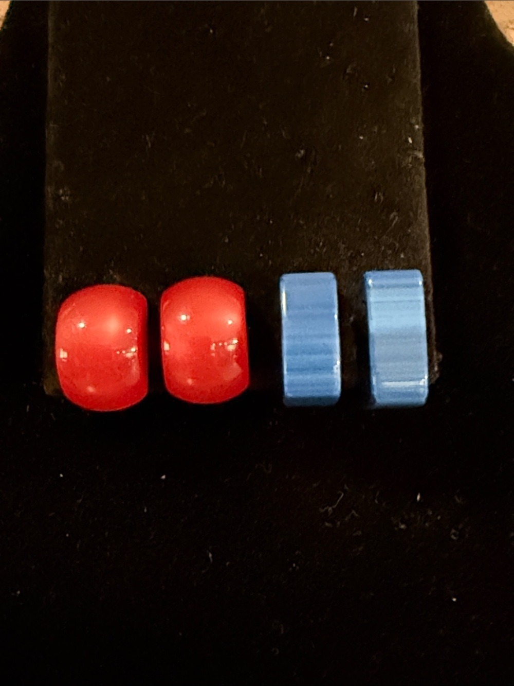 Vintage Red and Blue clip on earrings